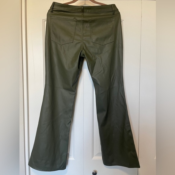 Wild Fable Women's Low-Rise Faux Leather Flare Pants in olive green - Picture 4 of 7